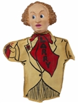 Three Stooges Set of 3 Hand Puppets, Circa 1959, by Ideal Without Packaging -- Each Measures About 9.5'' Tall x 8.5'' Wide -- Light Wear, Else Near Fine